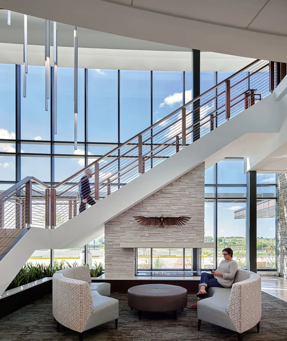 Staircase and waiting area of LMH Health West