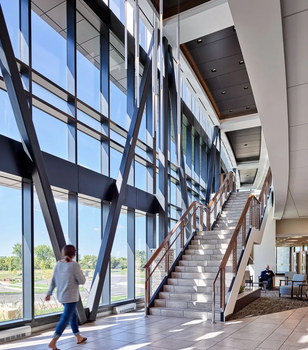 High ceilings and modern staircase at LMH Health West