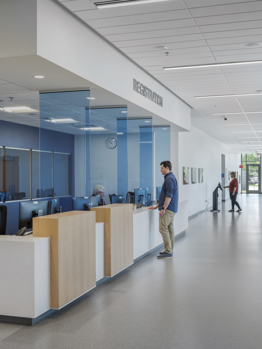 Registration desk built by McCownGordon at the Lenexa VA Clinic