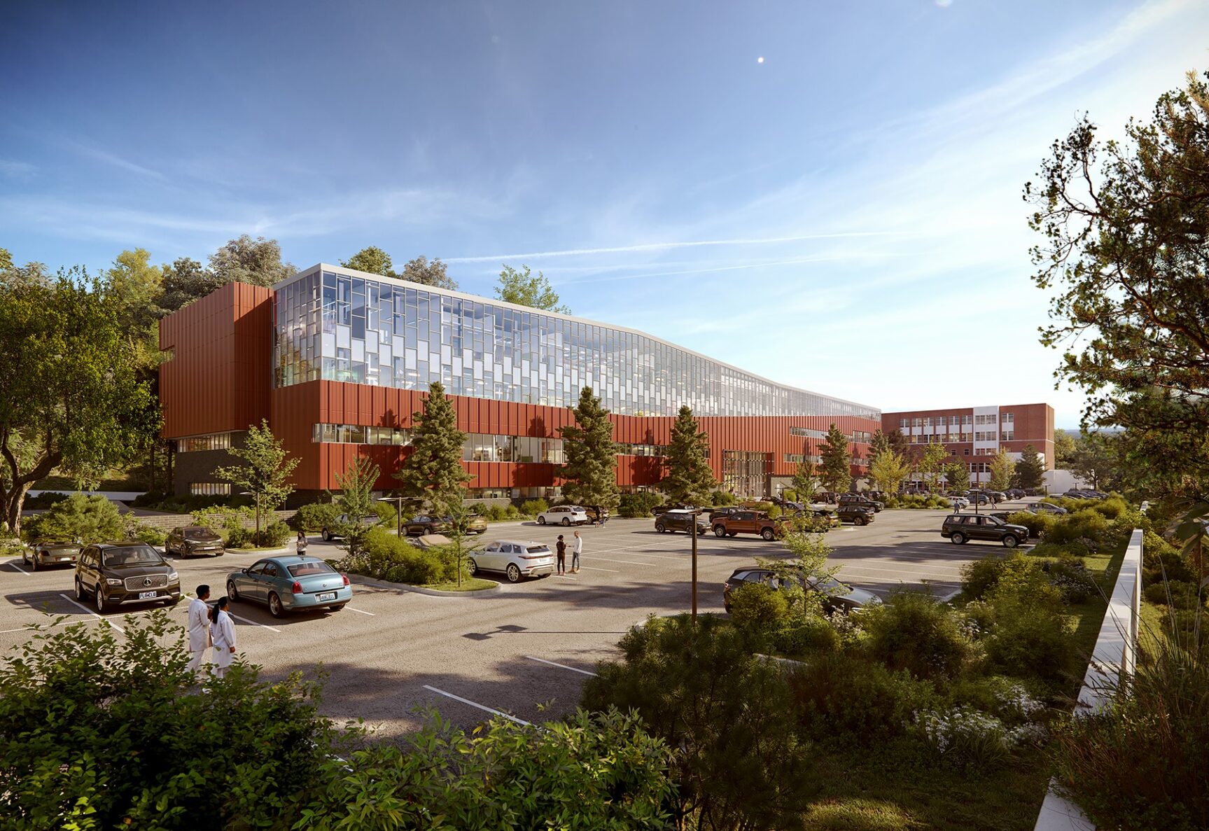 An exterior rendering of the State of Missouri Multi Agency Lab Campus, being built by McCownGordon Construction.