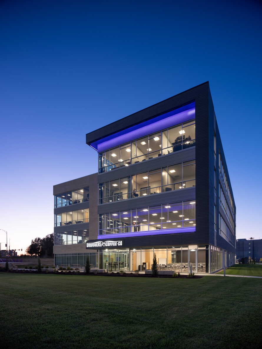 Exterior shot of the KState Office Park Phase 3 Building, built by McCownGordon Construction in Manhattan Kansas