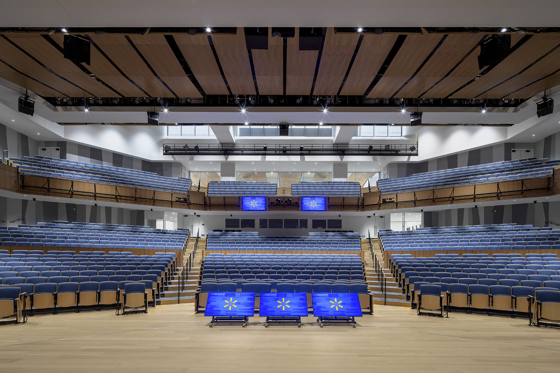 Large empty auditorium at Walmart's Sam Walton Hall