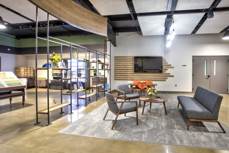 Seating area at the Flint Hills Breadbasket Warehouse built by McCownGordon