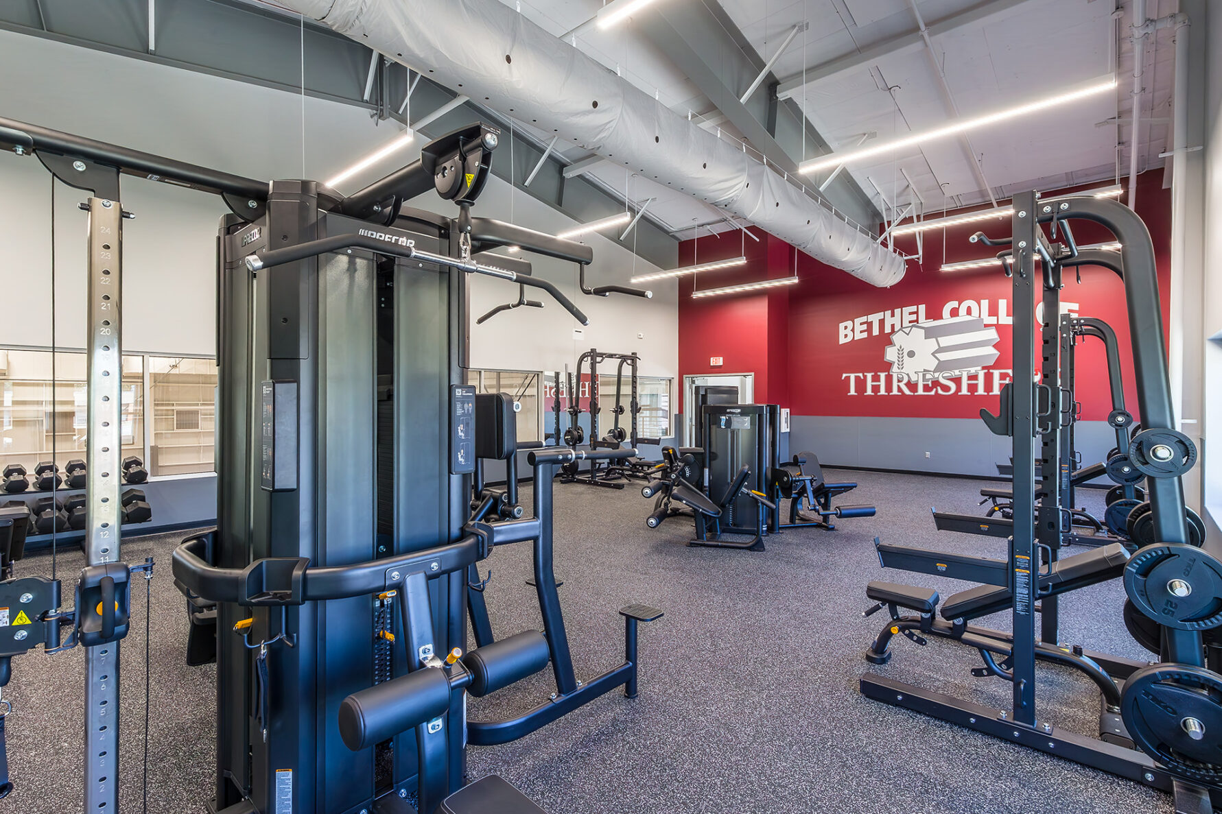 Weights room at the Bethel College Wellness Center